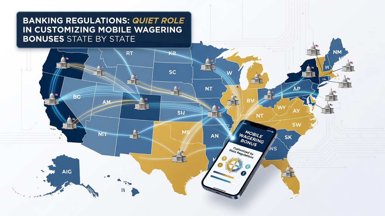 Mobile app screens displaying varied bonus offers shaped by regional banking compliance