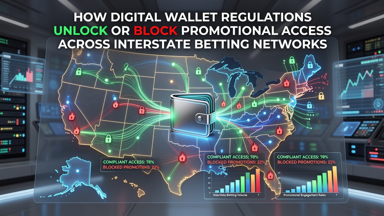 Digital wallet interface displaying interstate betting app restrictions and promotional eligibility indicators