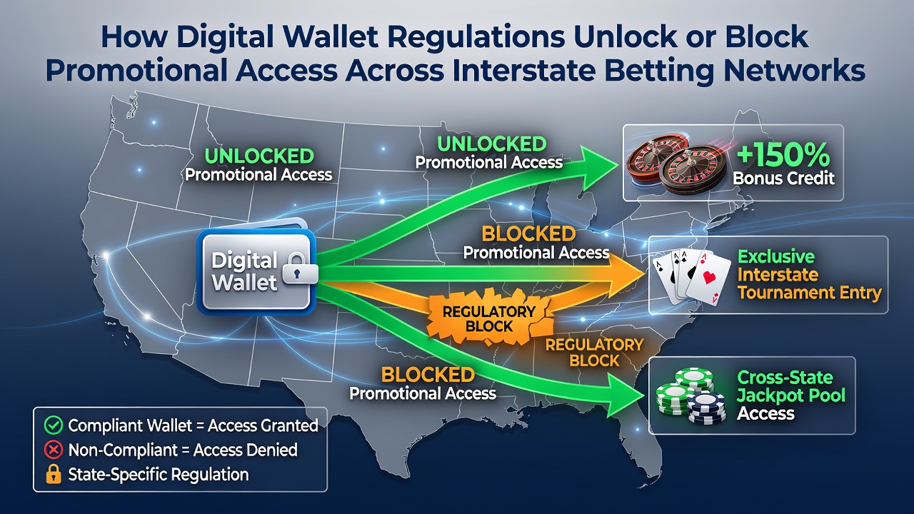 Regulatory compliance dashboard showing wallet approval status across different state betting jurisdictions