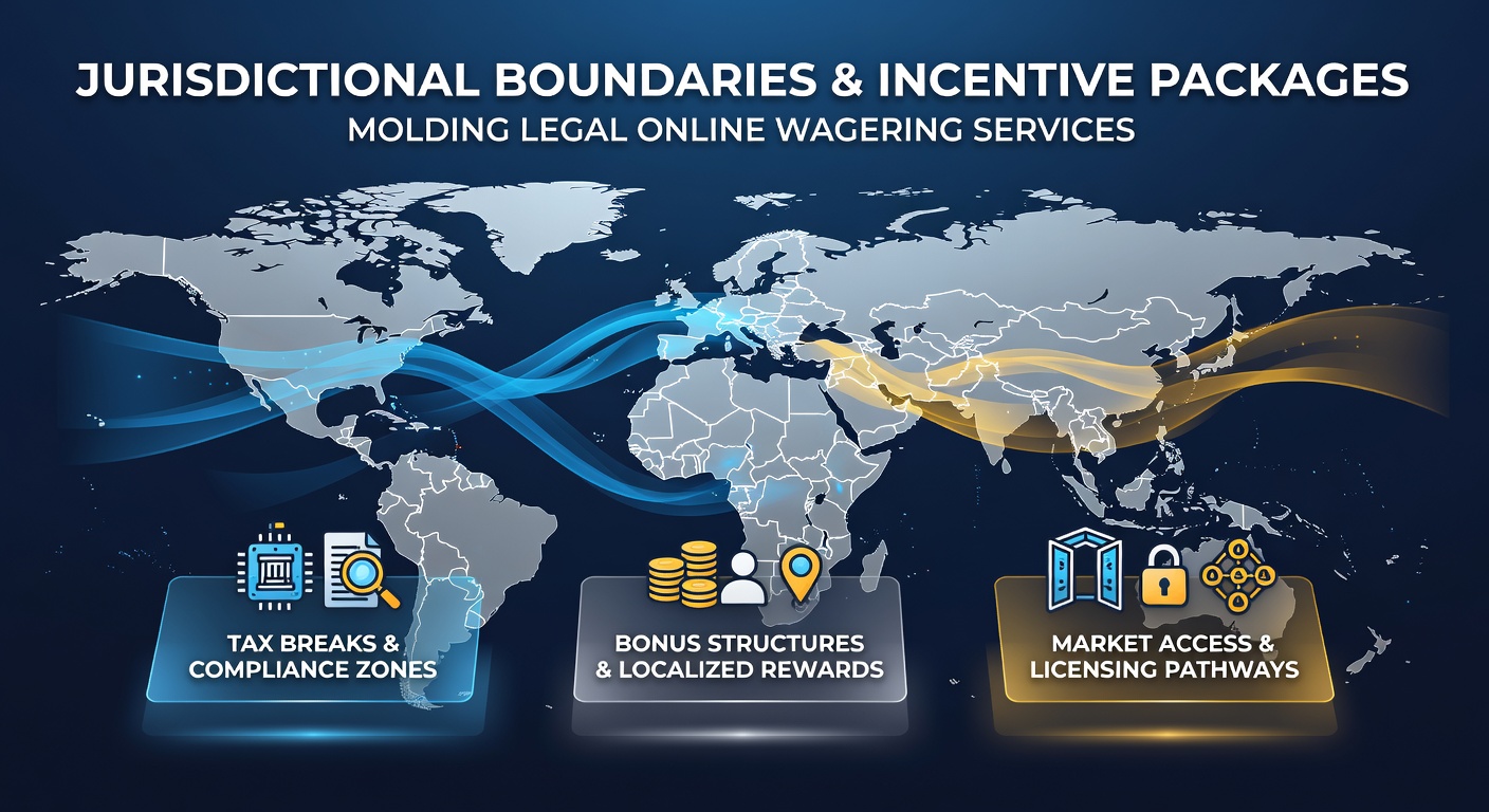 Map overlay showing state boundaries and digital betting app interfaces highlighting regional incentive differences