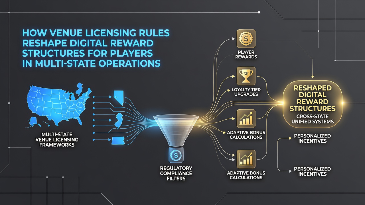 Map overlay illustrating state-specific venue licenses and their effect on player reward customization