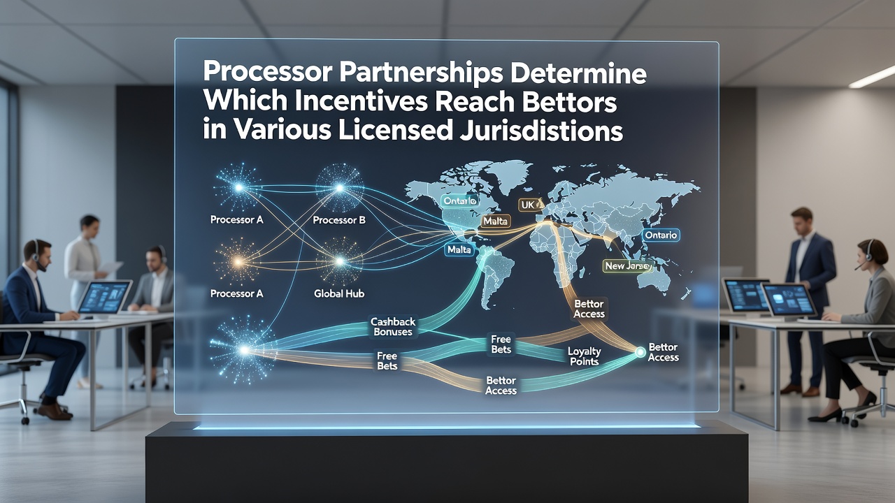 Payment processing networks and sportsbook interfaces showing regional incentive variations